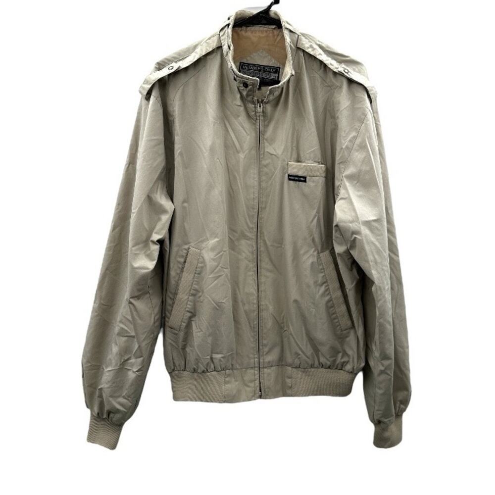 Vintage‎ Members Only Beige Lightweight Pocket Zip Windbreaker Jacket Size 42L